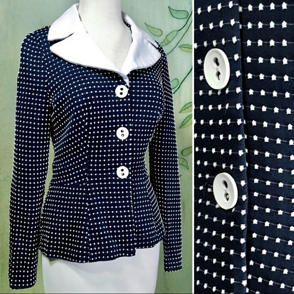 🚫SOLD🚫 Vtg 60s mod Swiss polka dot peplum blazer